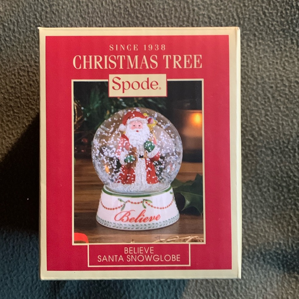 Spode Christmas Tree Believe Santa Snow Globe in box. Approximately 3” x 4” - Picture 1 of 10